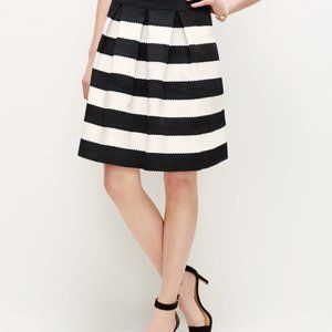 Ann Taylor Petite Size 0P Black and white ribbon striped full skirt